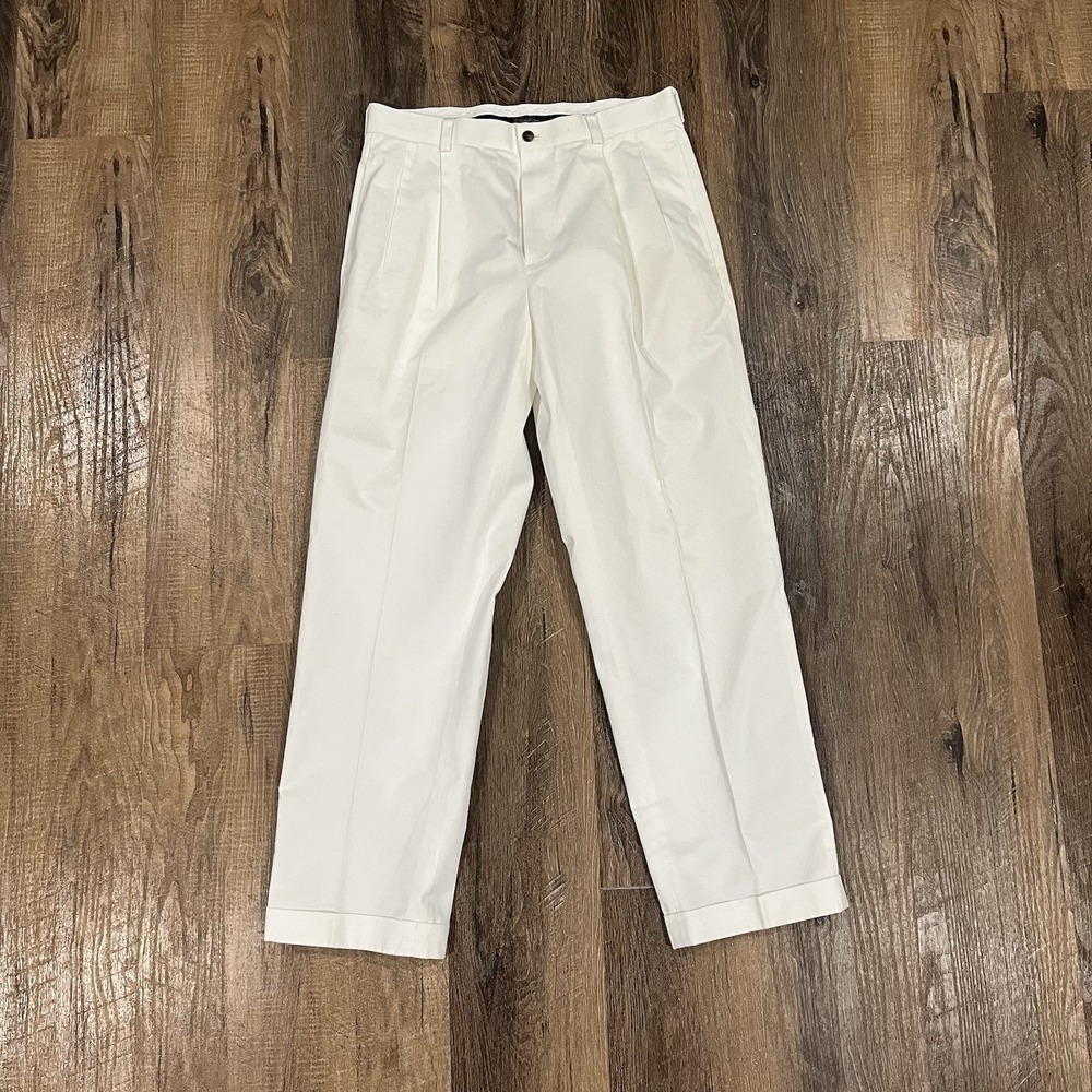 Brooks Brothers Elliot Advantage Chino Men 32x30 White Double Pleated Old Money